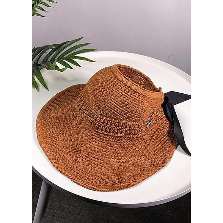 Nón Cói Form Mềm Nửa Đầu Phối Nơ Đen Màu Nâu Đậm - Mã NC148