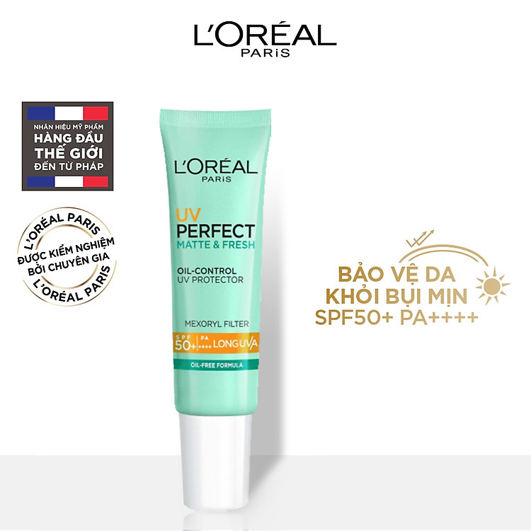 Kem chống nắng bảo vệ, kiềm dầu và thoáng mịn L'Oreal Paris UV Perfect SPF50+ PA++++ 15ml