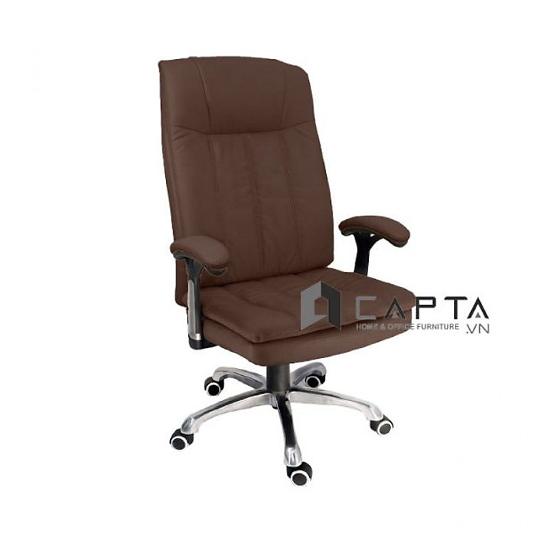 Ghế Trưởng phòng nệm da PVC màu nâu CM4193-P Nội thất Capta Ghế xoay văn phòng lưng cao bọc nệm PVC tay nhựa chữ T điều chỉnh có chân hợp kim nhôm