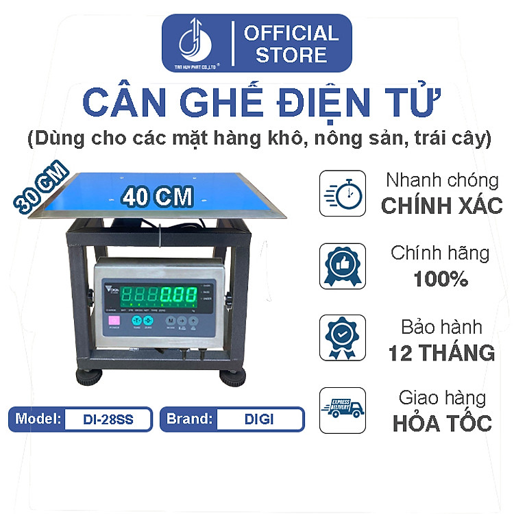 Cân Ghế Điện Tử DI28SS - Mặt Bàn Cân 300x400MM - Đầu Chống Nước