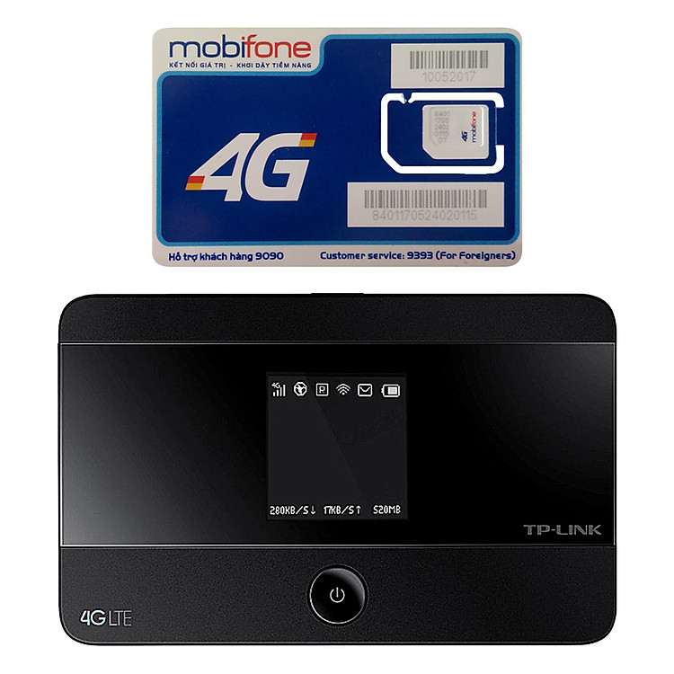 Bộ Phát Wifi Di Động 4G TP-Link M7350 300Mbps + Sim Mobifone 3G/4G (120GB / Tháng) - Hàng chính hãng