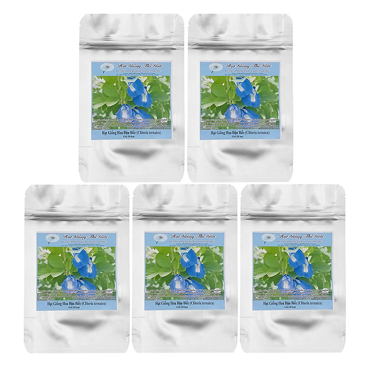 Bộ 5 Túi Hạt Giống Hoa Đậu Biếc - 20 Hạt
