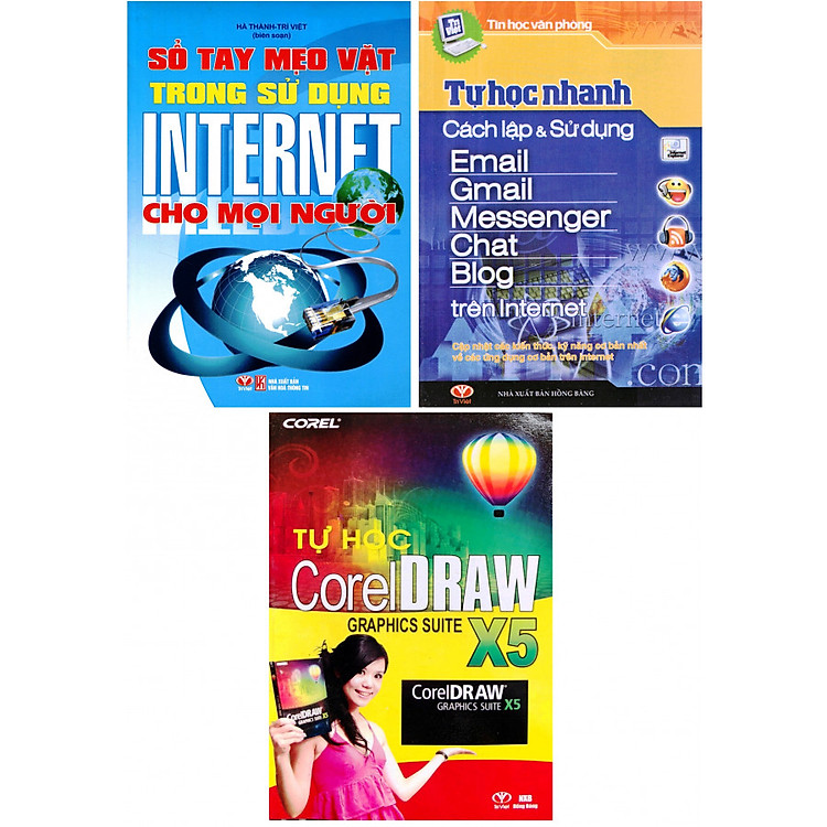 Combo Tin Học - Sổ Tay Mẹo Vặt Trong Sử Dụng Internet Cho Mọi Người, Tự Học Nhanh Cách Lập Và Sử Dụng Email, Tự học CorelDraw X5