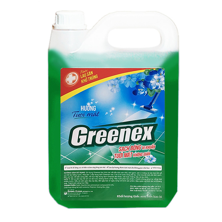 Nước Lau Sàn Đậm Đặc Greenex Hương Tươi Mát can 5L