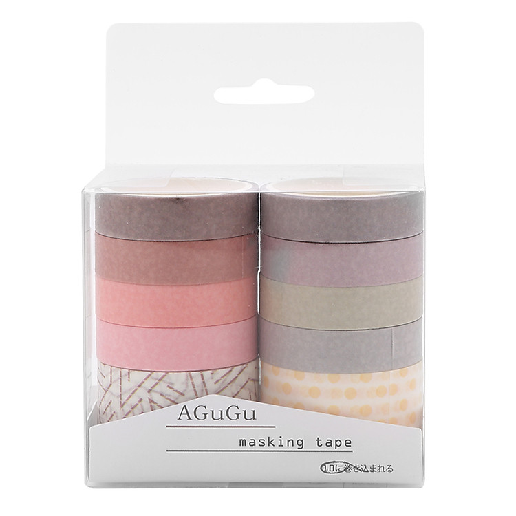 Hộp 10 Cuộn Băng Keo Trang Trí Washi Tape