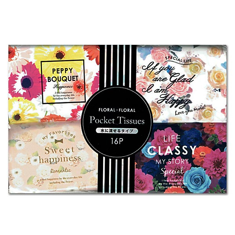 Set 16 khăn giấy bỏ túi hình hoa nội địa Nhật Bản