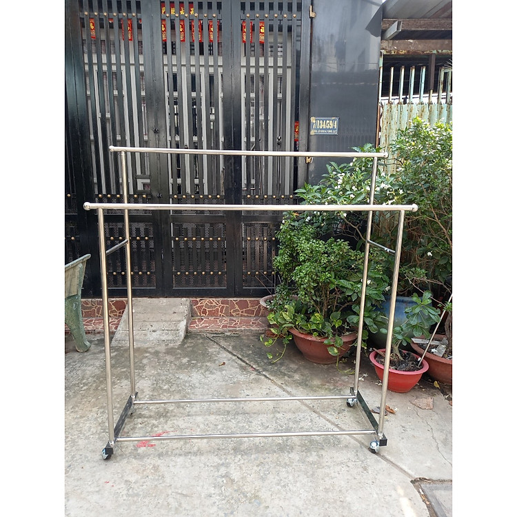 Giá phơi đồ, sào phơi quần áo ĐÔI inox chân hộp vuông