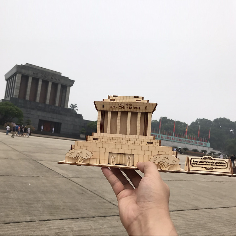 Đồ chơi lắp ráp gỗ 3D Mô hình Lăng Chủ tịch Hồ Chí Minh - Mô hình Lăng Bác Hồ - Tặng kèm Đèn LED