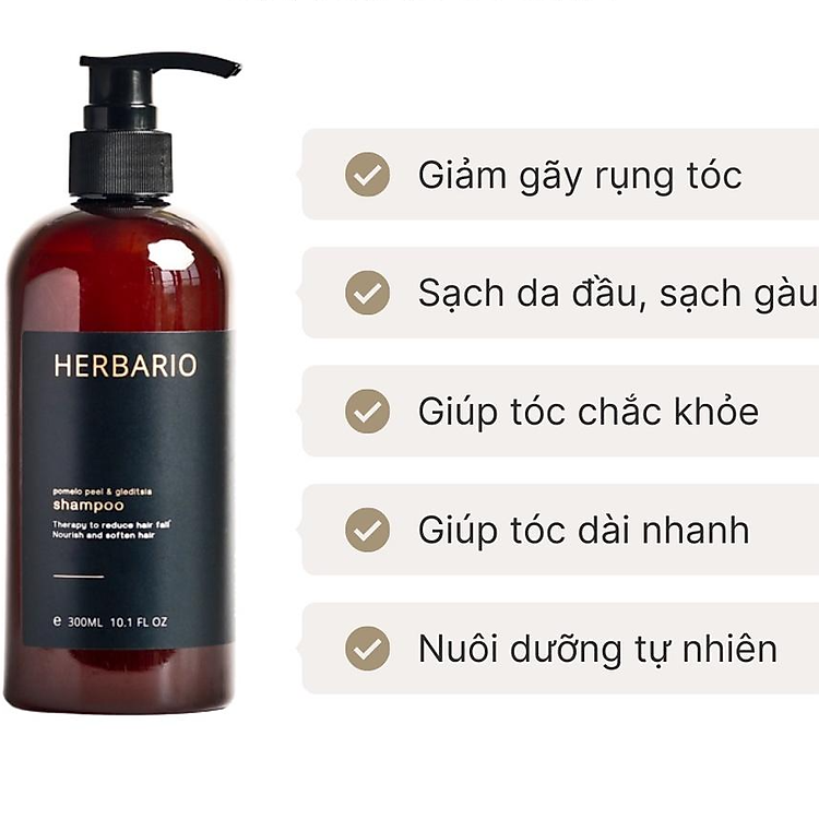 Dầu gội vỏ bưởi & bồ kết herbario 300ml giảm rụng phục hồi tóc
