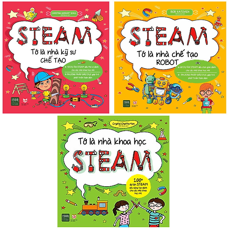 Combo 3 cuốn sách Steam: Tớ là nhà khoa học + Tớ là nhà chế tạo robot + Tớ là nhà kỹ sư chế tạo