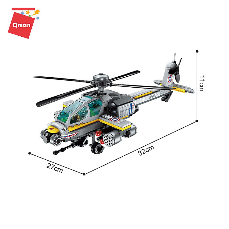 Đồ Chơi Lắp Ráp Qman 1719 - Trực Thăng Chính hãng Tiết kiệm - Hình ảnh 4