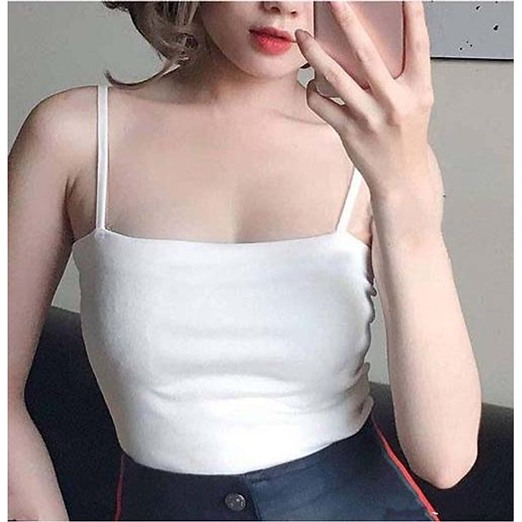 Áo 2 dây quây ngang màu trắng freesize