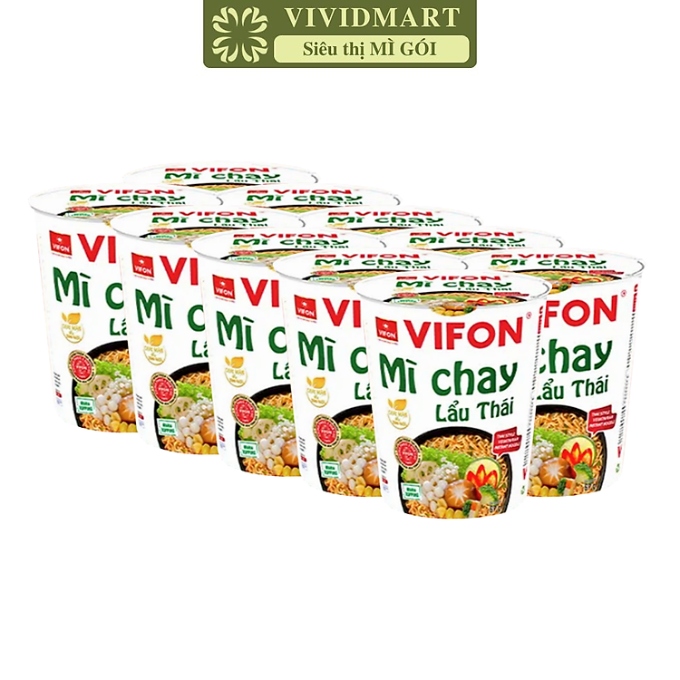 VIFON - Mì ly chay Vifon hương vị Lẩu thái, Vifon Mì ly chay lẩu thái Vifon, Mì chay lẩu thái Vifon ly (67g/ly)