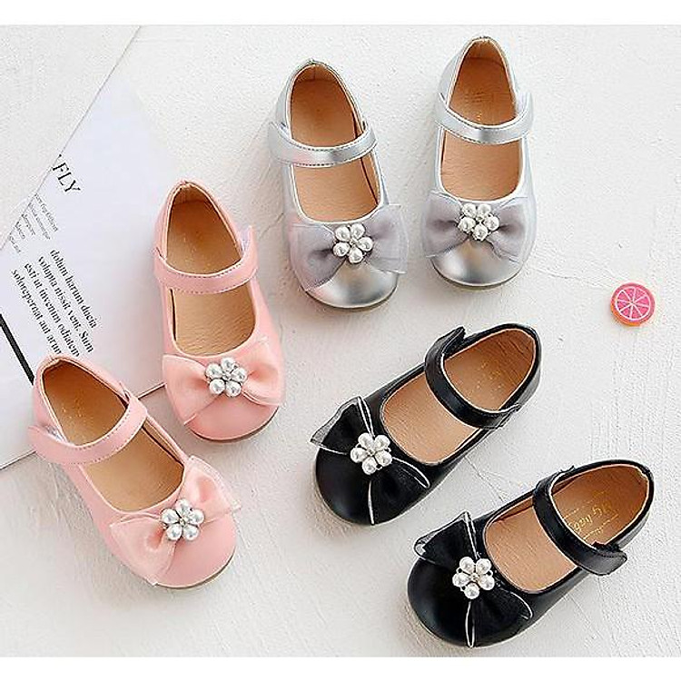 Hài búp bê giày bé gái công chúa gắn nơ cho trẻ em gái siêu xinh chất liệu da, thiết kế đẹp gắn nơ điệu đà