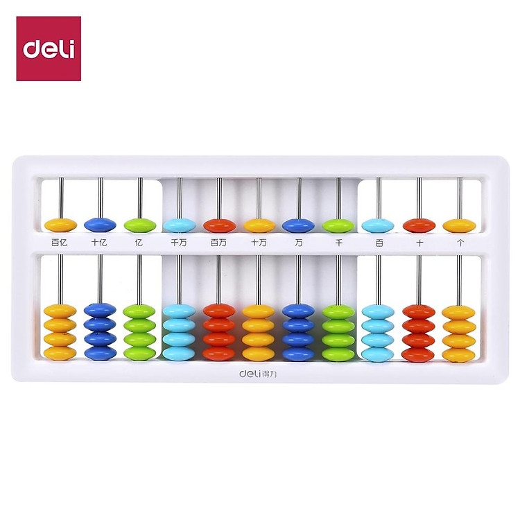 Bàn tính gảy hạt soroban 5/7 dòng dành cho bé học toán làm toán nhanh Deli - 74320 / 74322