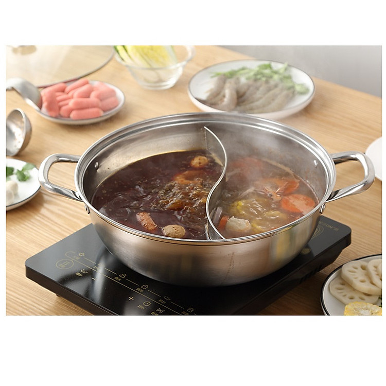 Nồi lẩu 2 ngăn ( không kèm nắp) inox 304 - 34cm