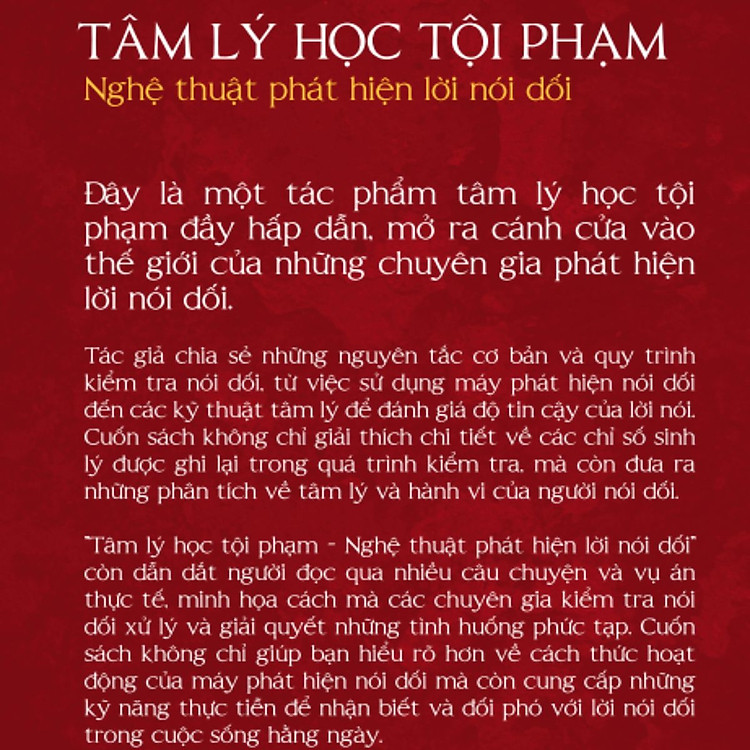 Tâm Lý Học Tội Phạm - Nghệ Thuật Phát Hiện Lời Nói Dối - Ảnh 2