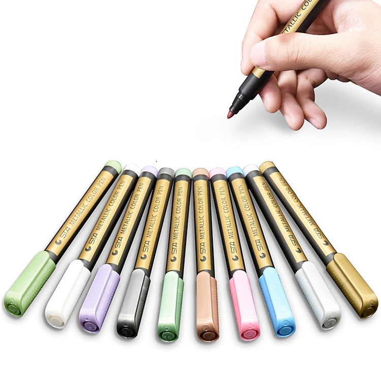 Bộ 10 Bút Nhũ Metallic Color Pen, Vẽ Được Trên Mọi Chất Liệu