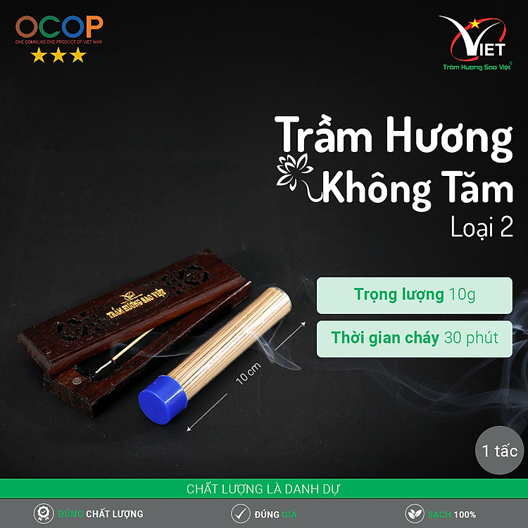 Trầm hương không tăm Sao Việt loại 2 - thời gian cháy lên đến 1 giờ - hương thơm nguyên bản