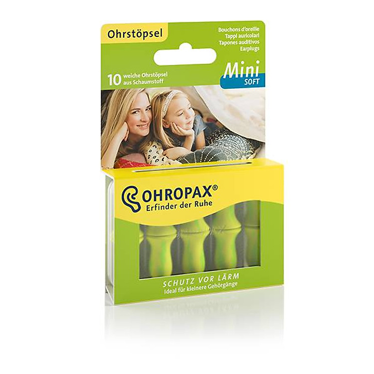 Hộp 10 nút bịt tai OHROPAX MINI SOFT (Siêu mềm mại - Dùng cho người tai nhỏ, và trẻ em)