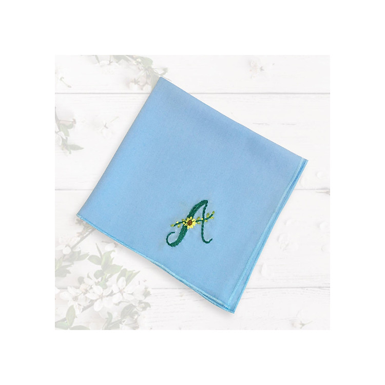 Khăn mùi xoa thêu tay, hình hoa và chữ ( Giao hoa và chữ ngẫu nhiên)