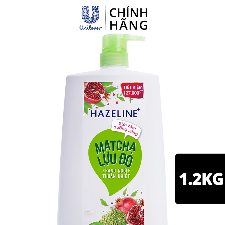 Sữa Tắm Hazeline Dưỡng Thể Thiên Nhiên Trắng Da Matcha Lựu Đỏ Sáng Mịn Rạng Ngời 1.2kg