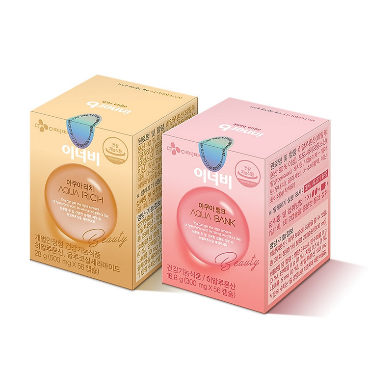 Bộ đôi thực phẩm bảo vệ sức khỏe giúp giữ ẩm & làm đẹp da InnerB (Aqua Rich 56 viên +Aqua Bank 56 viên) - Sản Phẩm Chính Hãng