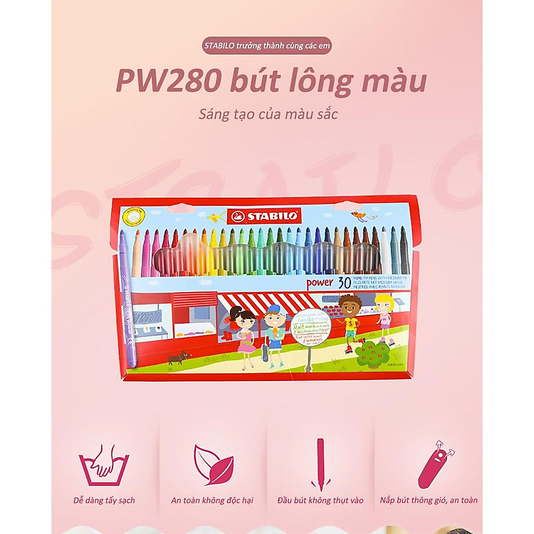 Bút lông đầu to STABILO Power PW280 - Xanh Cyan (450) - Ảnh 3