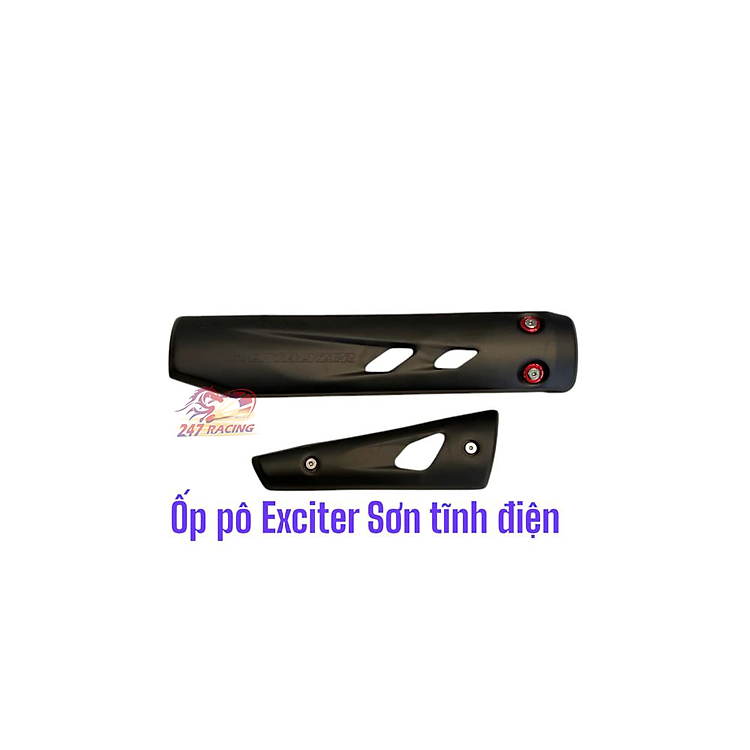 Ốp Pô EXCITER Nhỏ INOX Sơn Tĩnh Điện kèm long đền Đỏ Kitaco và ốc INOX hàng chất lượng