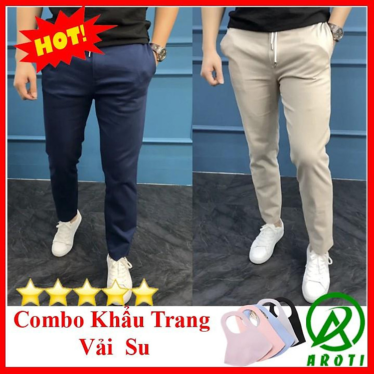 Quần Kaki Nam Ống Đứng AROTI Form Suông Dài Rộng Vải Kaki Đẹp Cao Cấp,Co Giãn Tốt Dáng Âu,Công Sở,Lưng Thun QK040+KTS