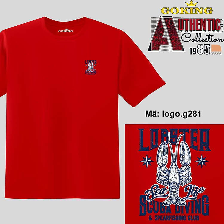 LOBSTER, mã logo.g281. Áo thun nam nữ in logo đẹp, form unisex. Áo phông GOKING hàng hiệu, quà tặng cao cấp cho gia đình, cặp đôi, lớp nhóm, doanh nghiệp