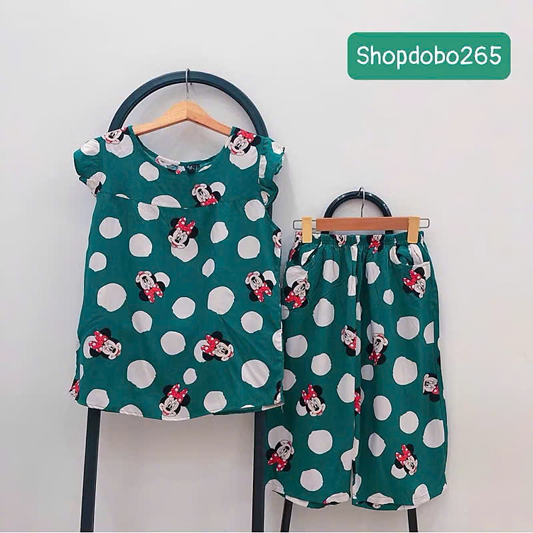 Đồ bộ nữ, đồ ngủ mặc nhà lửng tay cánh tiên vải lanh mềm ,mát BL 183 họa tiết dễ thương size 45-70kg.