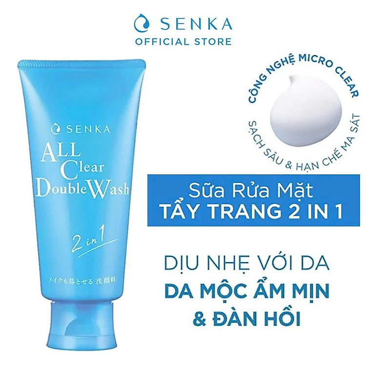 Sữa Rửa Mặt Senka Tẩy Trang 2 Trong 1 All Clear Double Wash 120g