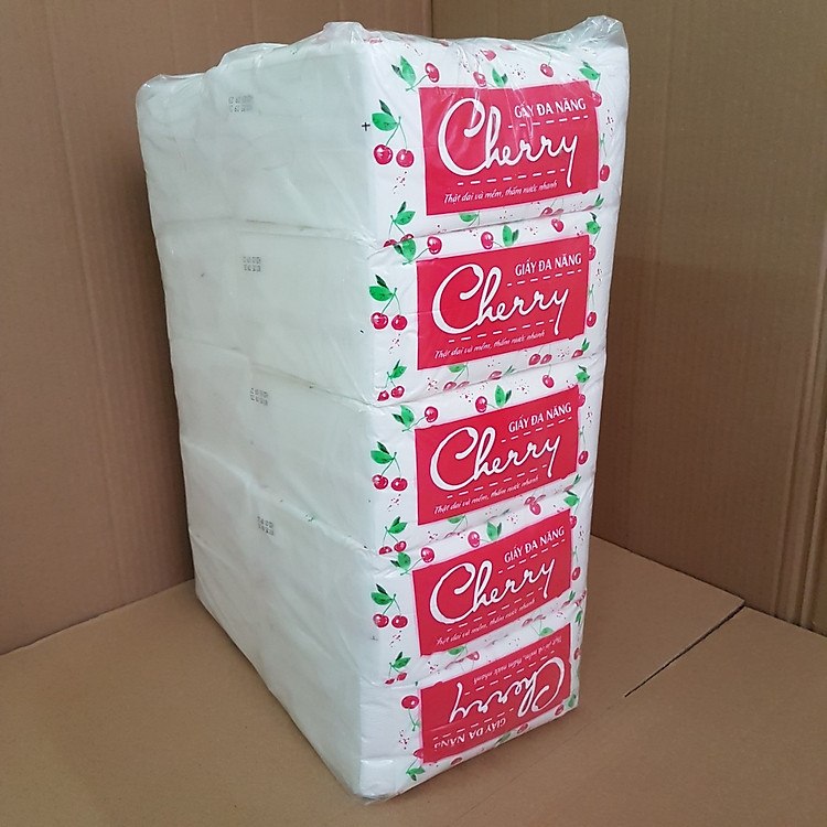 Cây (10 bịch) khăn giấy rút đa năng Cherry cao cấp, khăn giấy rút khách sạn, trường học, quán ăn