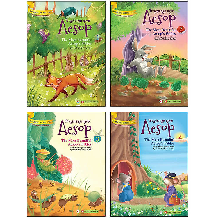 Combo 4 Tập Truyện Ngụ Ngôn Aesop: Truyện Song Ngữ Anh-Việt, Dành Cho Trẻ 3 Tuổi
