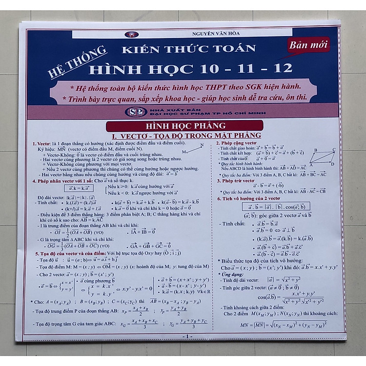 Hệ Thống Kiến Thức Hình Học 10-11-12