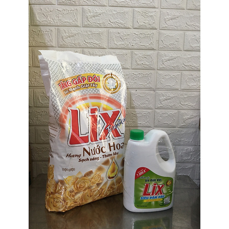 Bột Giặt Lix Extra Hương Nước Hoa 5,5kg - Tặng Kèm Nước Rửa Chén 1,5kg