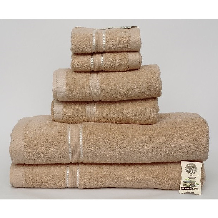 Bộ 6 Khăn Tắm gia đình cao cấp dệt 100% cotton gồm khăn tắm, khăn lau đầu, khăn mặt