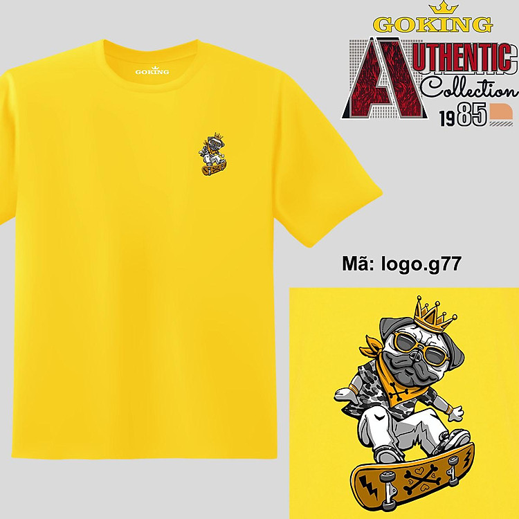 King Dog, mã logo-g77. Áo thun nam nữ in logo đẹp. Áo phông GOKING cho cặp đôi, gia đình, đội nhóm, đồng phục công ty