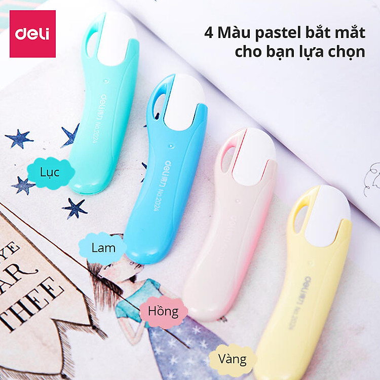 Dao rọc giấy mini 55mm Deli (4 màu) - Ảnh 4