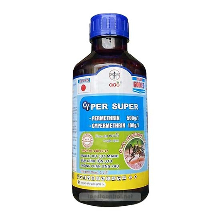 (Cực mạnh) Thuốc diệt muỗi Cyper super 600EC 1 lít diệt côn trùng, ruồi vàng, bọ xít muỗi... Hàng kết hợp 2 hoạt chất
