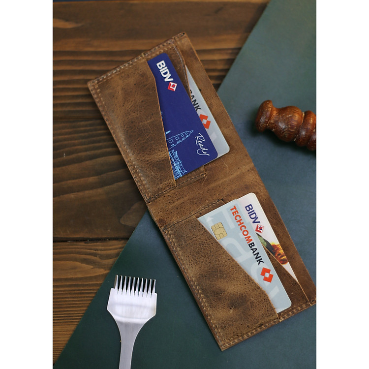 Ví da nam Vanky dáng ngang nâu cổ điển