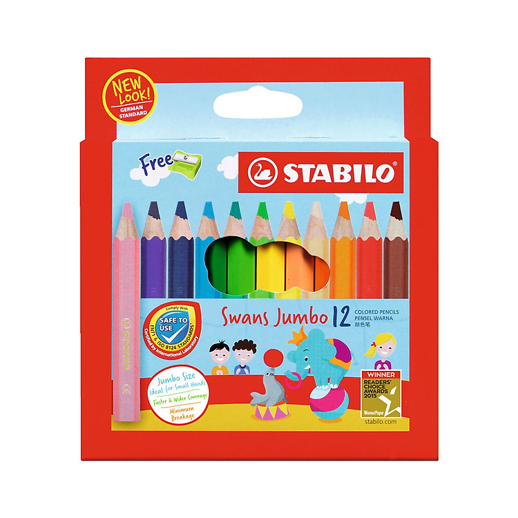Bộ bút chì màu STABILO Swans Jumbo (12 cây)