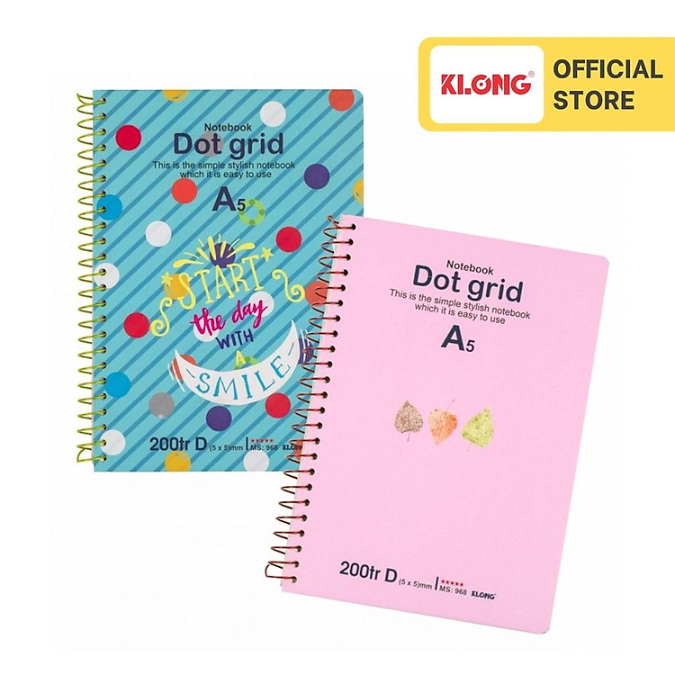 Sổ Dot Grid lò xo KLONG A5 (200 trang)