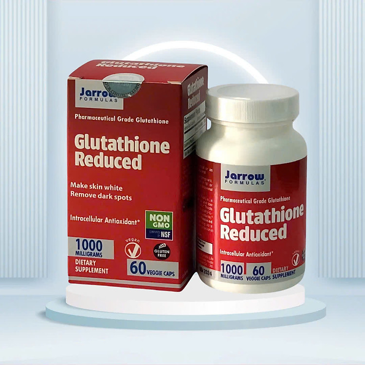 Viên uống Glutathione Reduced Jarrow 1000mg, hộp 60 viên, hỗ sở chăm sóc da, nhập khẩu Mỹ