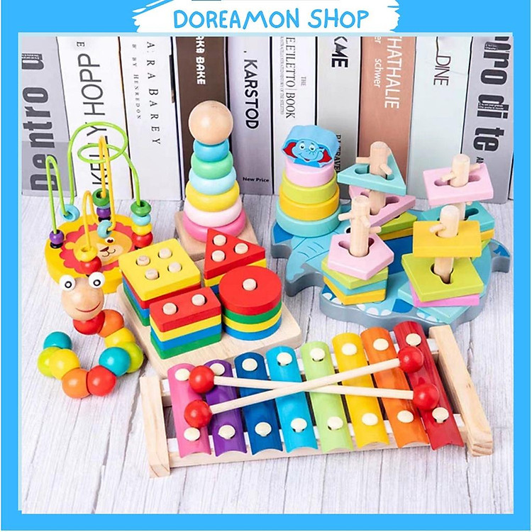 Combo 7 bộ đồ chơi gỗ thông minh giúp bé tăng tư duy, phát triển trí tuệ. Doreamon Shop