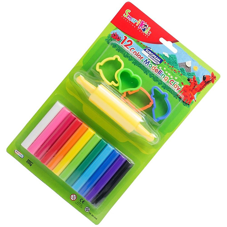 Sáp Nặn Học Tập 12 Màu Thường SMARTKIDS (4 khuôn + 1 cây lăn) - Ảnh 4