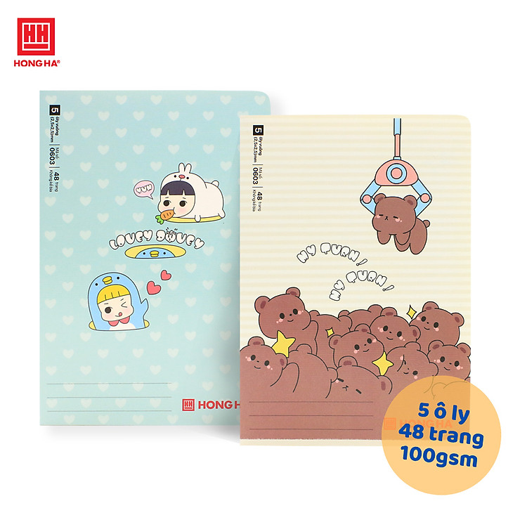 Vở 5 ô ly 48 trang Hồng Hà School Funny định lượng 100gsm - 0603