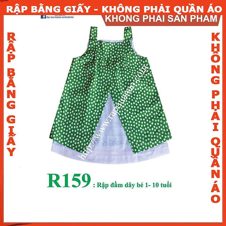 Rập giấy A0 đầm dây 2 lớp cho bé mã R159