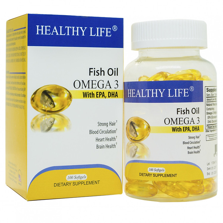 Thực Phẩm Chức Năng bổ sung vitamin và omega Healthy Life Fish Oil Omega3 (100 viên/hộp)